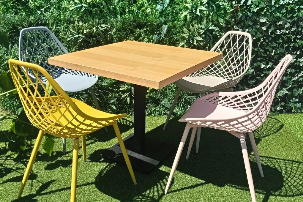 Stolička LUGO šedá - moderná, priesvitná, do kuchyne / záhrady / kaviarne