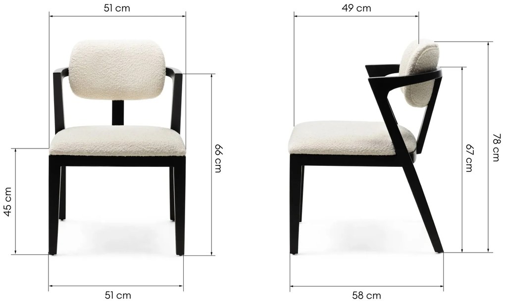 Designová jídelní židle Apulia z masivu boucle krémová