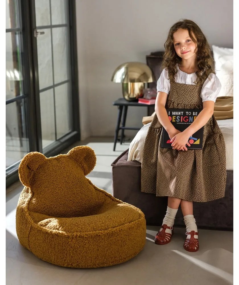 Hnedý detský sedací vak z textílie buklé Bear – Wigiwama