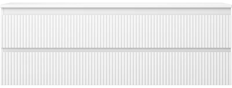 Mexen Rivel, kúpeľňová skrinka pod umývadlo 140 cm s hornou časťou, 2 zásuvky, drážkovaná, biela matná, 91A20-14047-2-BFFC01