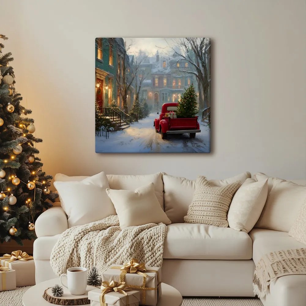 Obraz vianočná atmosféra v zasneženej ulici