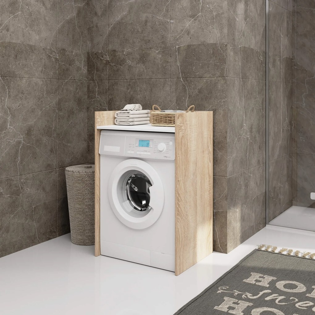 Koupelnová skříňka nad pračku FIN II dub sonoma/bílá