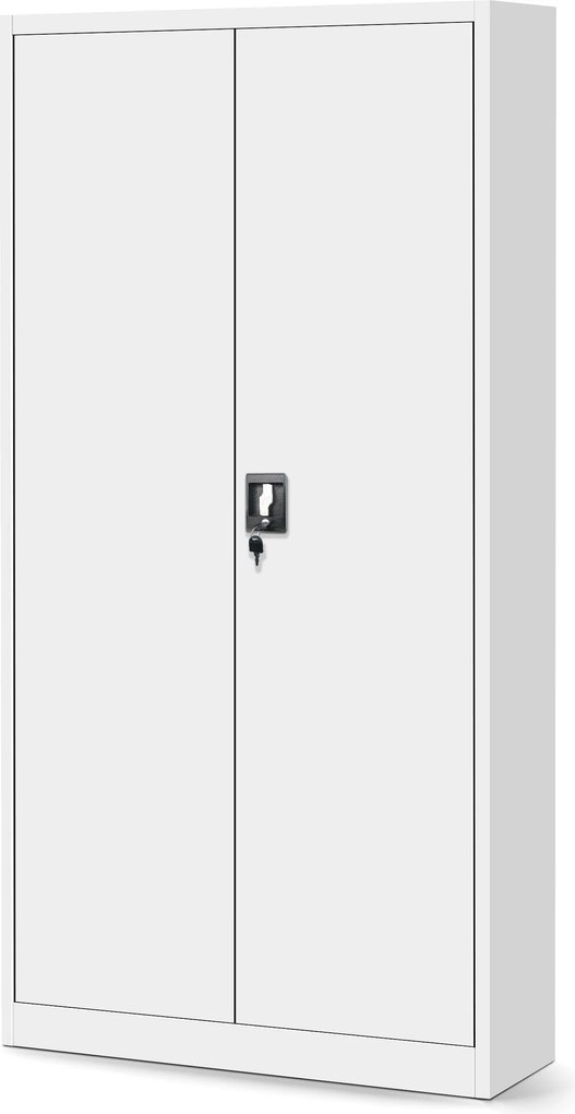 Kovová spisová policová skriňa s dverami a osobnou skrinkou TOMASZ, 900 x 1850 x 450 mm, biela