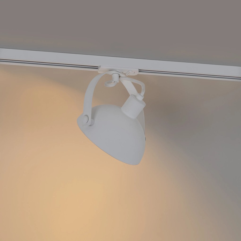 Priemyselný koľajnicový reflektor biely so strieborným interiérom - Magnax