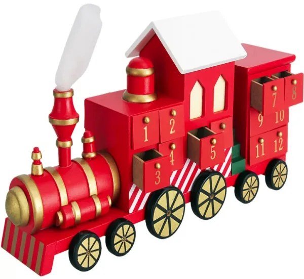 Drevený adventný kalendár Lokomotíva