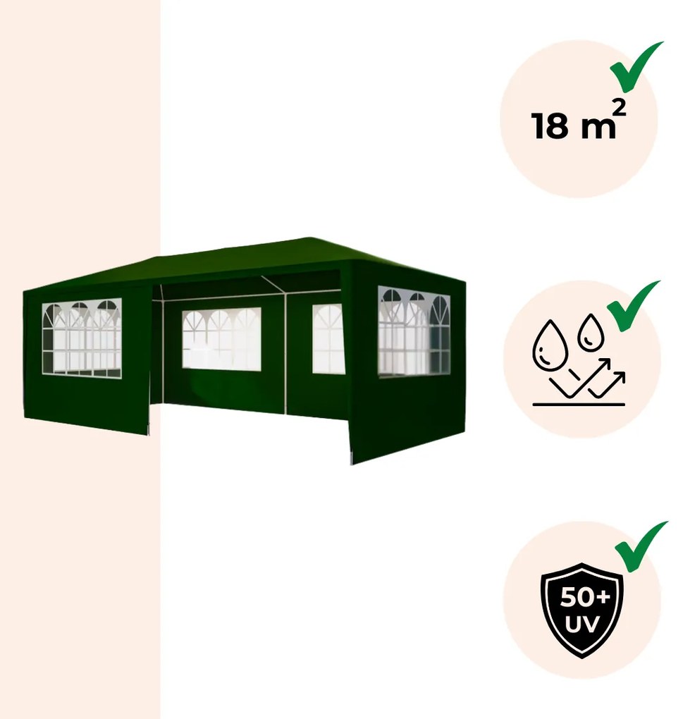 Párty stan NEAPOL, 3x6m, zelená Jurhan