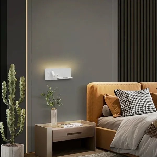 Immax 08285L-LED Nástenné sviet. s pol., USB a bezdr. nab. LED/3W/230V + LED/3W