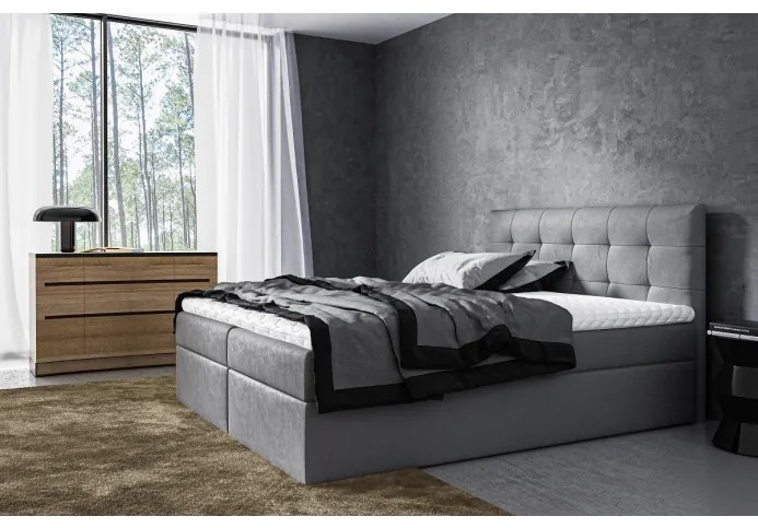 Moderná čalúnená posteľ Riki s úložným priestorom tmavo šedá 160 x 200 + topper zdarma