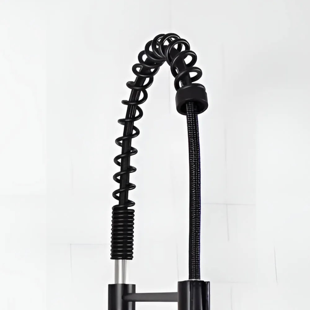 Kuchynská batéria s flexibilnou hadicou, odnímateľnou sprchovou hlavicou, čierna