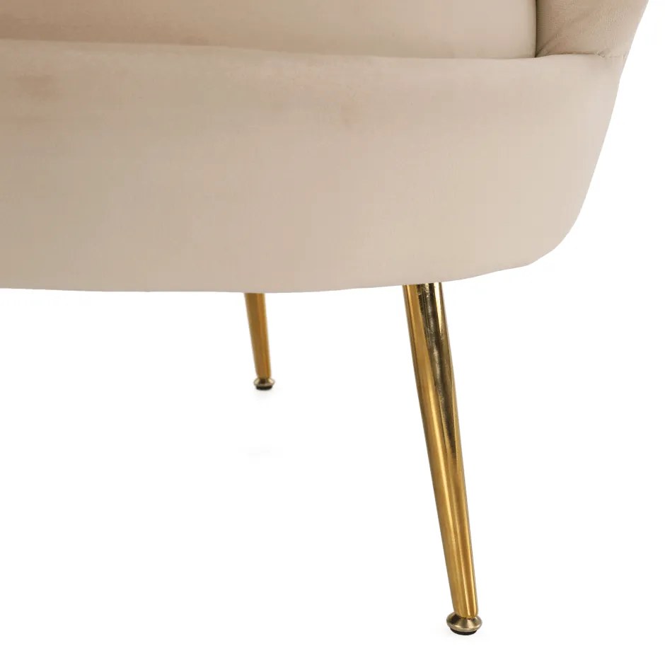 Lavica v štýle Art-deco, béžová Velvet látka/gold chróm-zlatý, NOBLIN