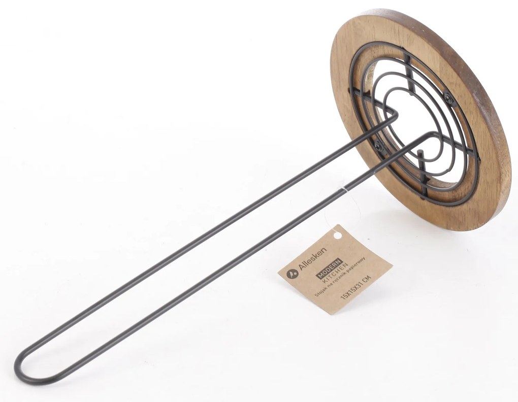 Držák na kuchyňské utěrky MODERN KITCHEN 15x31 cm černé/kaučukové dřevo