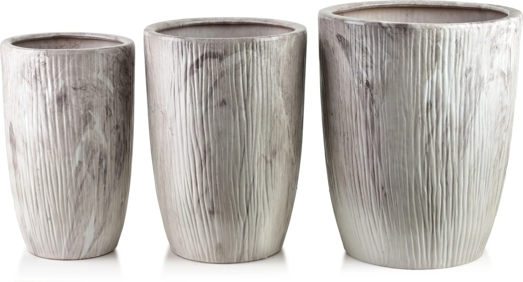 Sada 3 ks kvetináčov NEVA MARBLE X béžová