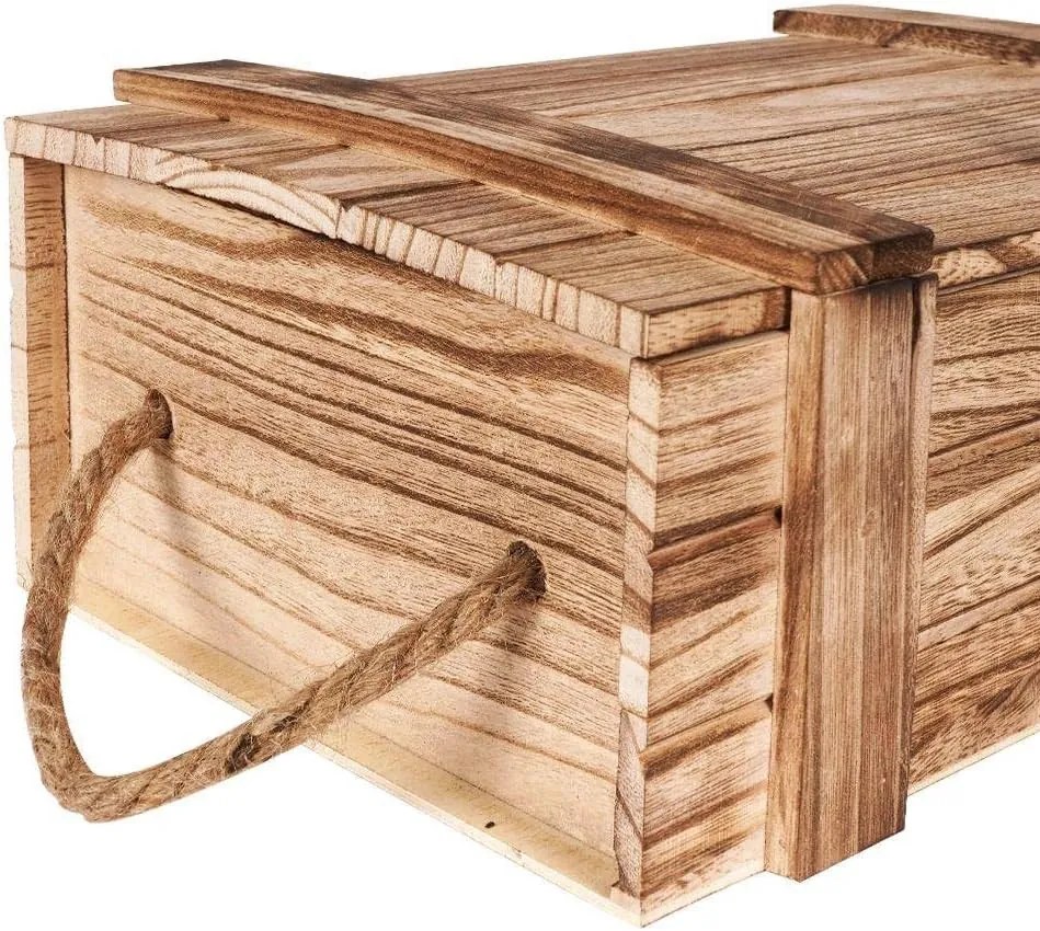 Orion Drevená debnička s rúčkami a vekom, TRUHLA NATURE 36 x 26 x 16 cm