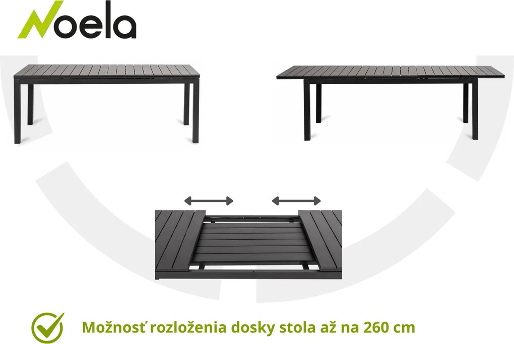 Noela Záhradný jedálenský set Grande Lungo + 10x kovová stolička Pia
