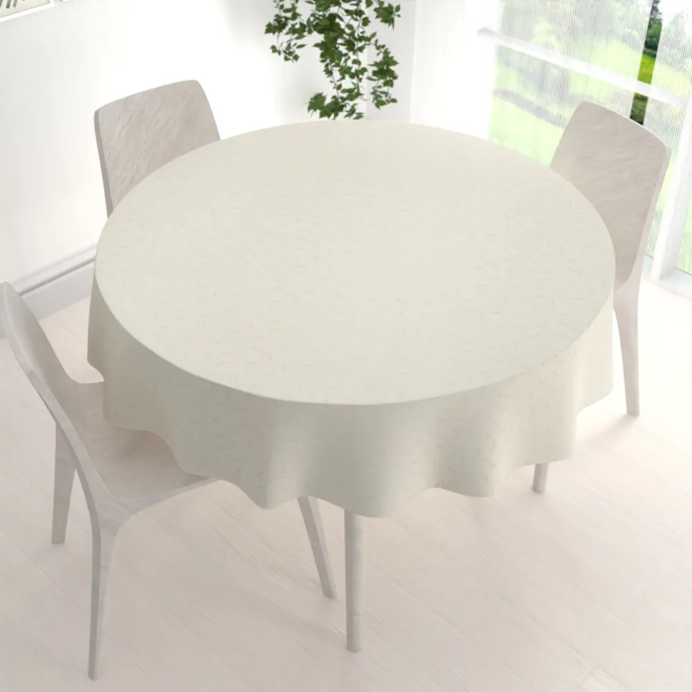 Biante Teflónový okrúhly obrus TF-026 Popínavé lístky - smotanový Ø 120 cm
