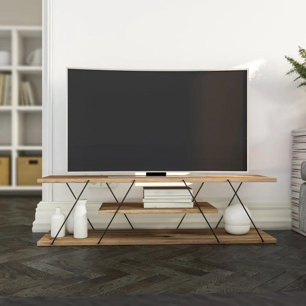 TV stolík v dekore orecha v prírodnej farbe 120x33 cm Canaz – Kalune Design