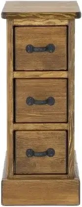 Rustikálny vysoký nočný stolík s 3 zásuvkami, 29x40x69 cm