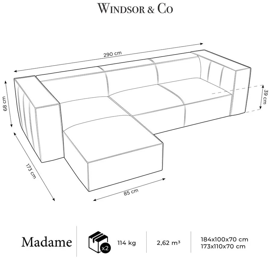 Tmavohnedá kožená rohová pohovka (ľavý roh) Madame - Windsor &amp; Co Sofas