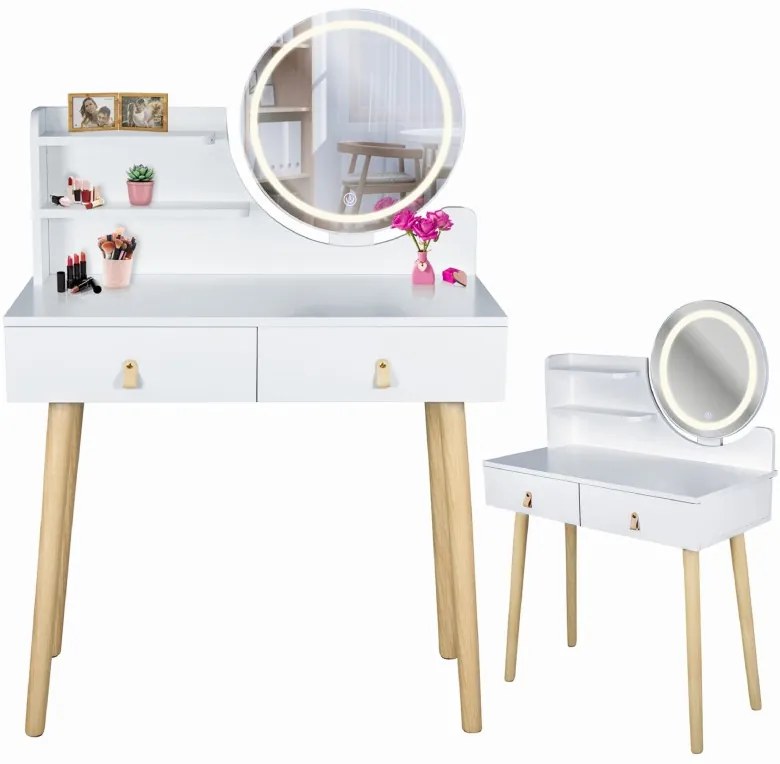 Dekorstudio Toaletný stolík s LED zrkadlom SCANDI