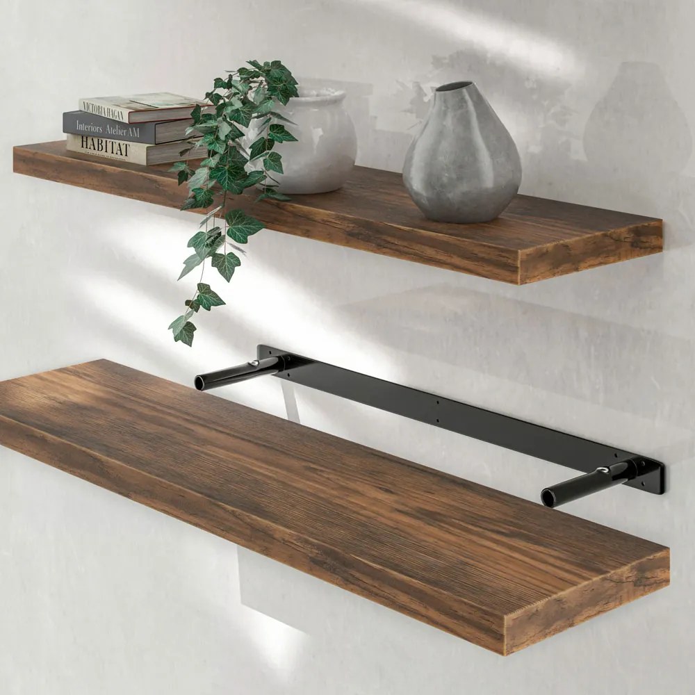 Nástenná polica FIGO + konzola, 90cm, tmavý dub Casaria