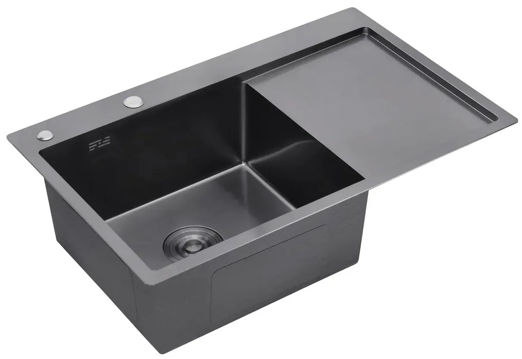 Erga HD, 1-komorový oceľový drez 780x490x210 mm, ľavý, grafitová, ERG-MLS-HD7849LB