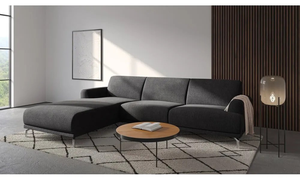 Antracitovosivá rohová pohovka MESONICA Puzo, ľavý roh