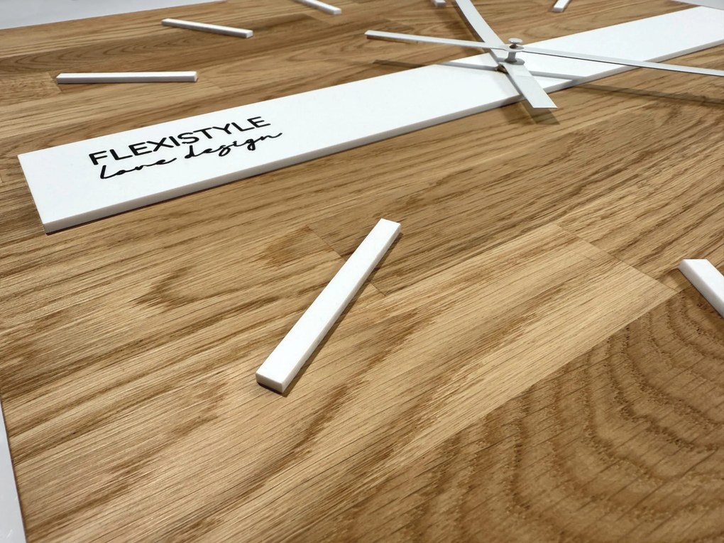 Dekorstudio Elegantné drevené hodiny DUB klasik SQ 50cm - biele