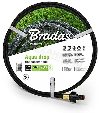 Záhradná zavlažovacia hadica AQUA-DROP FLAT BRADAS 1/2" - 7,5 m