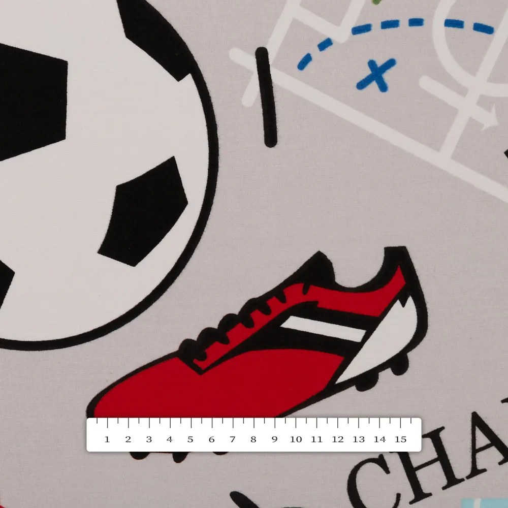 Biante Detský bavlnený okrúhly obrus Sandra SA-646 Futbal to je hra - na sivom Ø 70 cm