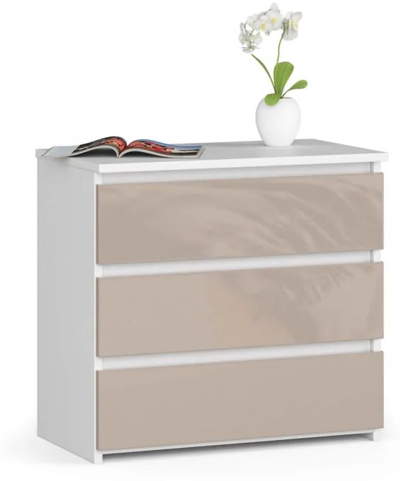 Nočný stolík CL3 60 cm biely / cappuccino, lesk