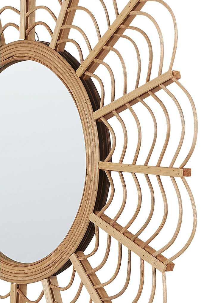 Okrúhle bambusové zrkadlo ø 60 cm prírodné TUMBIT Beliani