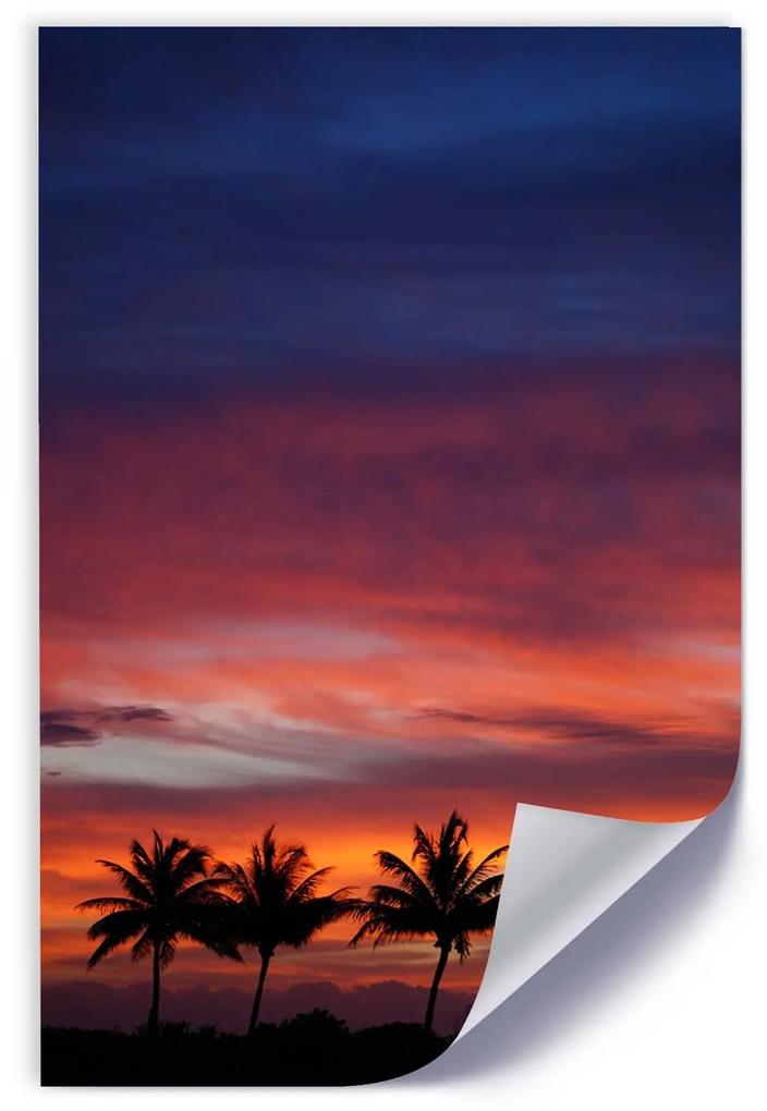 Gario Plagát Palmy na pozadí ružovej oblohy Farba rámu: Bez rámu, Rozmery: 30 x 45 cm