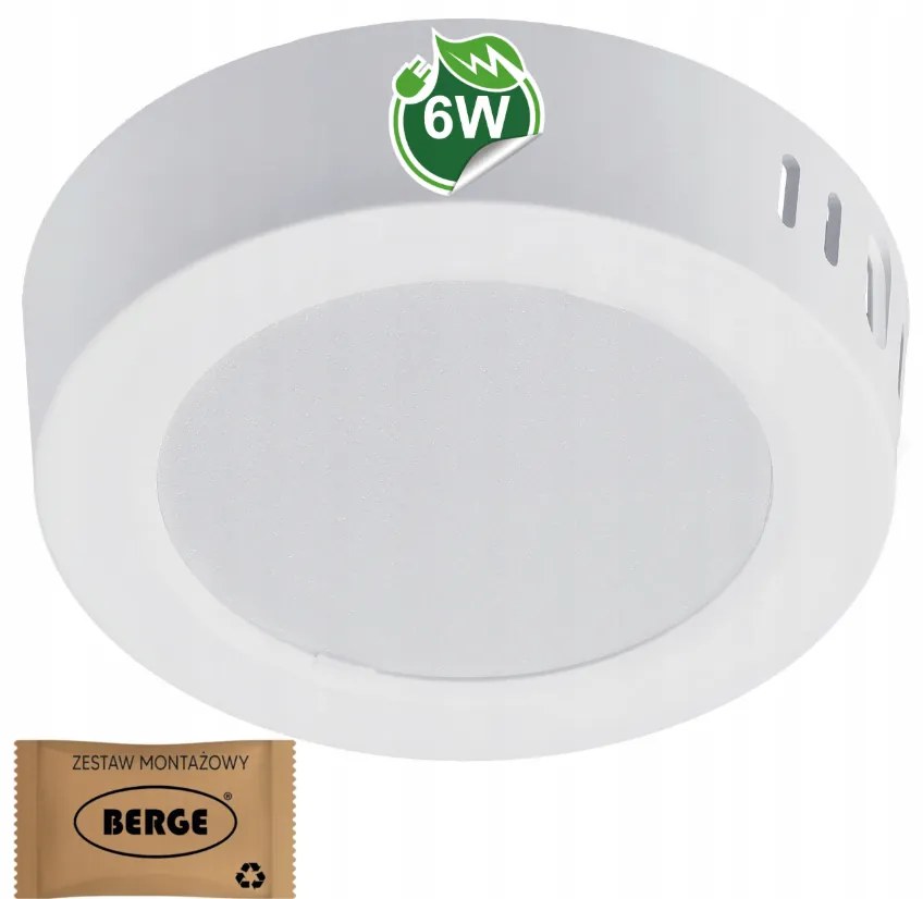 BERGE Prisadený okrúhly LED panel 6W - 660lm - neutrálna farba