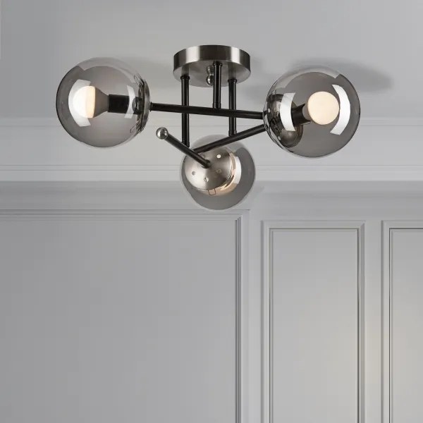 Prisadený luster MALENA 3xE14/5W/230V čierna/dymová