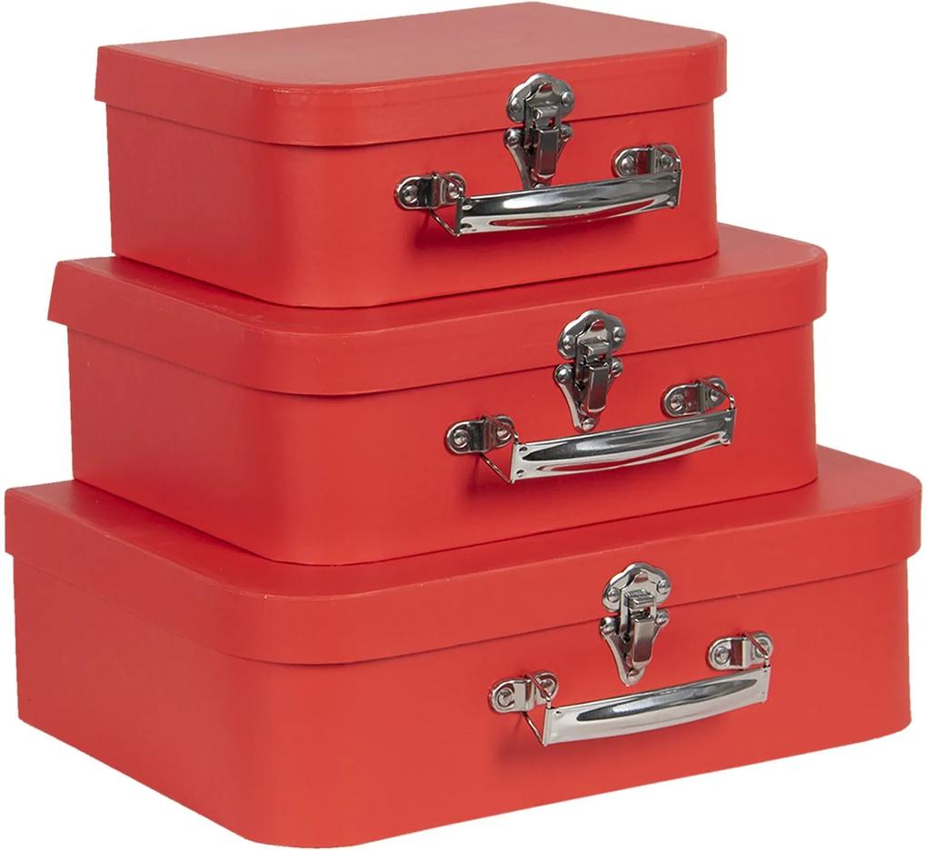 Sada 3 papierových červených kufríkov - 30 * 21 * 9 cm / 25 * 18 * 9 cm / 20 * 16 * 8 cm