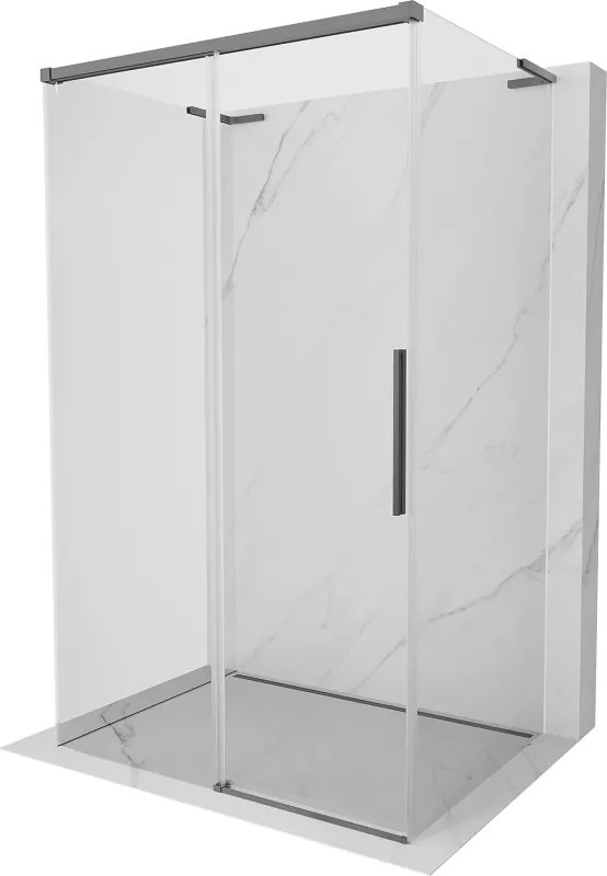 Mexen Rox-3SL, 3-stenný posuvný sprchový kút 160 x 75 cm, 8mm číre sklo, grafitový profil, 8C2L-160-075-95-00-3S