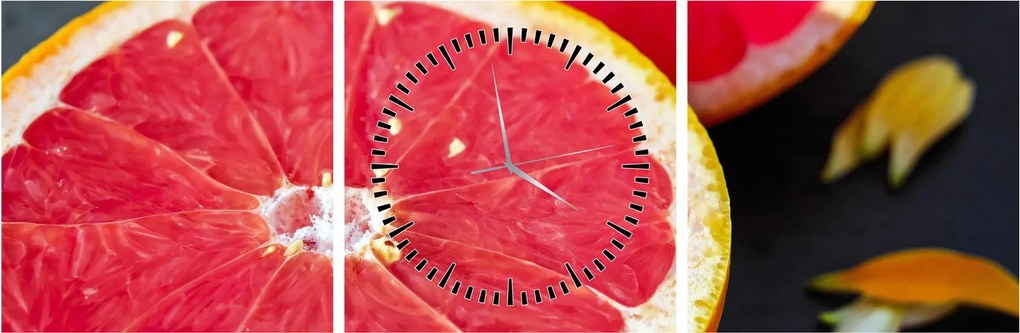 Obraz rozkrojených grapefruitov (s hodinami) (90x30 cm)