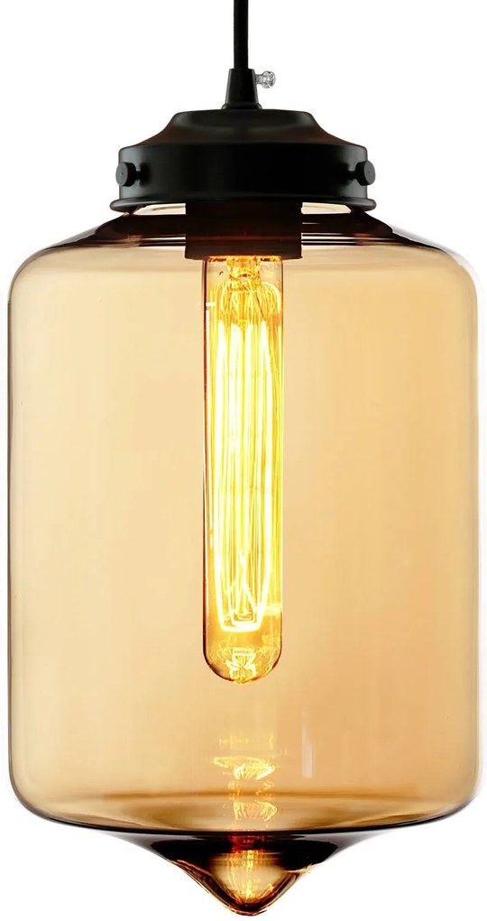 Závesná lampa LA011 E27-Tube tienidlo sklo jantár
