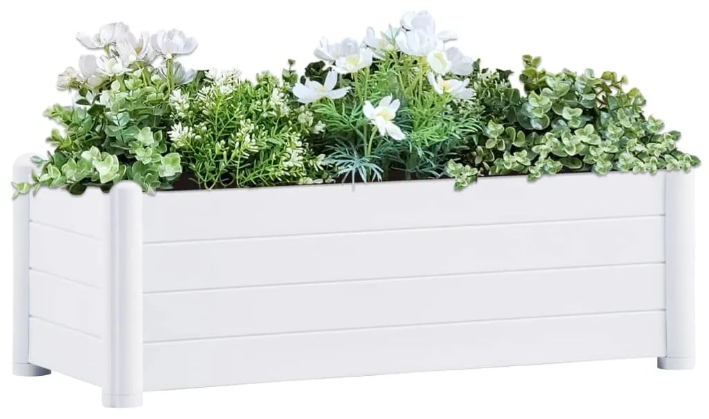 vidaXL Vyvýšený záhradný záhon PP biely 100x43x35 cm