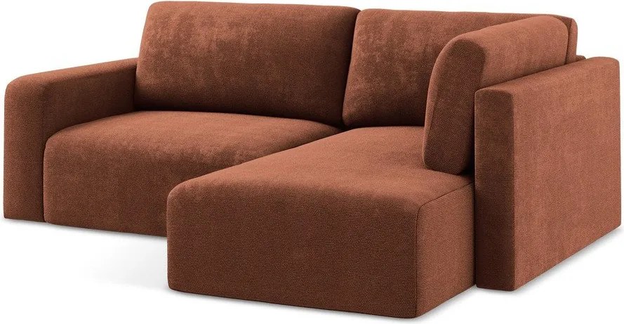 Ženilková rozkladacia/s úložným priestorom rohová pohovka v terakotovej farbe (pravý roh/do L) Kona – Makamii