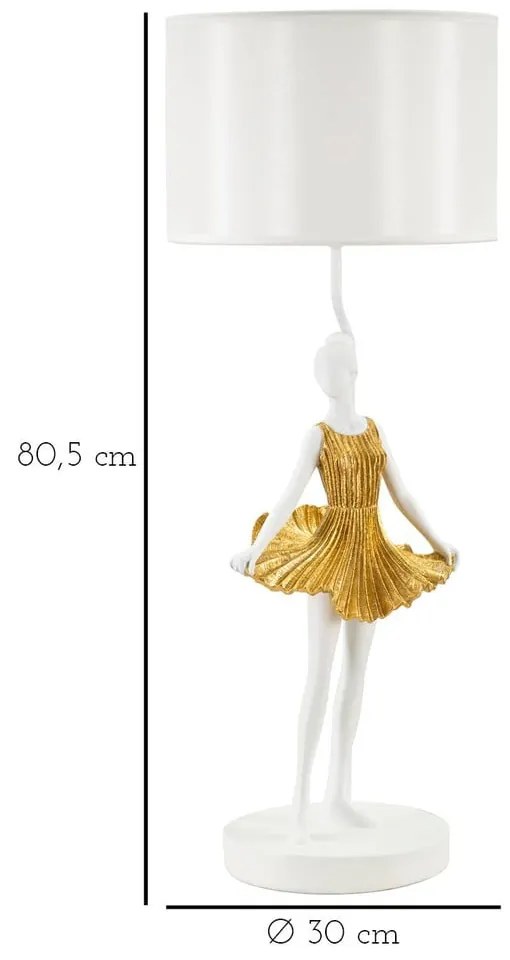 Stolová lampa s textilným tienidlom v bielo-zlatej farbe (výška 90,5 cm) Dancer – Mauro Ferretti