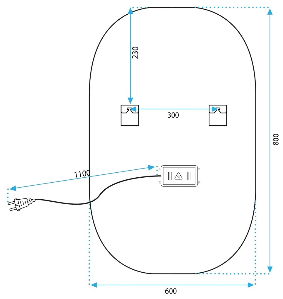 Oválné dotykové zrcadlo s LED osvětlením HALLO DDJ 80x60 cm