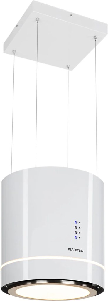 Klarstein Tron Ambience, digestor, 38 cm, ostrovčekový, 521 m³/h, LED, biely