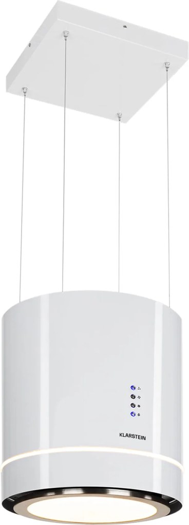 Klarstein Tron Ambience, digestor, 38 cm, ostrovčekový, 540 m³/h, LED, biely