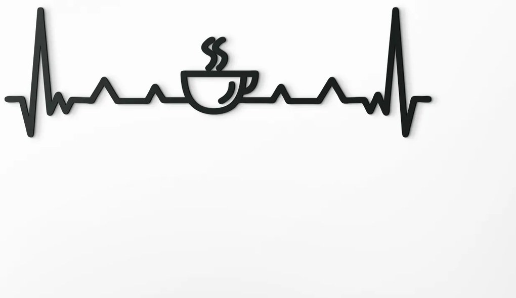 drevko Drevená dekorácia Káva s EKG Rozmer obrazu: 13,5 x 44,5 cm, Farba dekorácie: Čierna