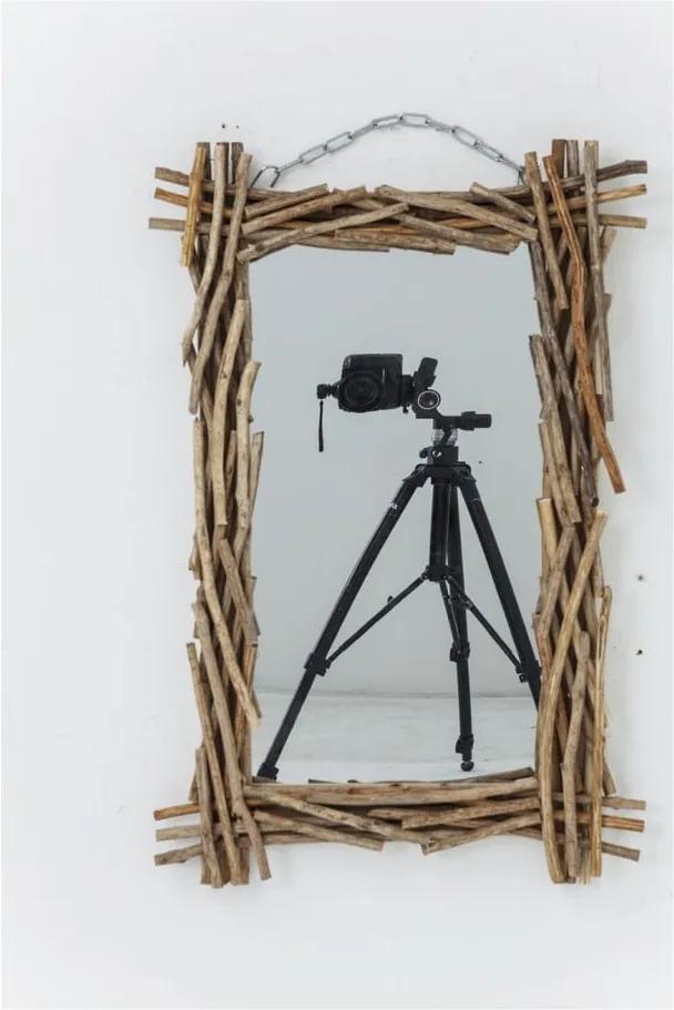 Drevené zrkadlo Kare Design Twig, 90 x 60 cm