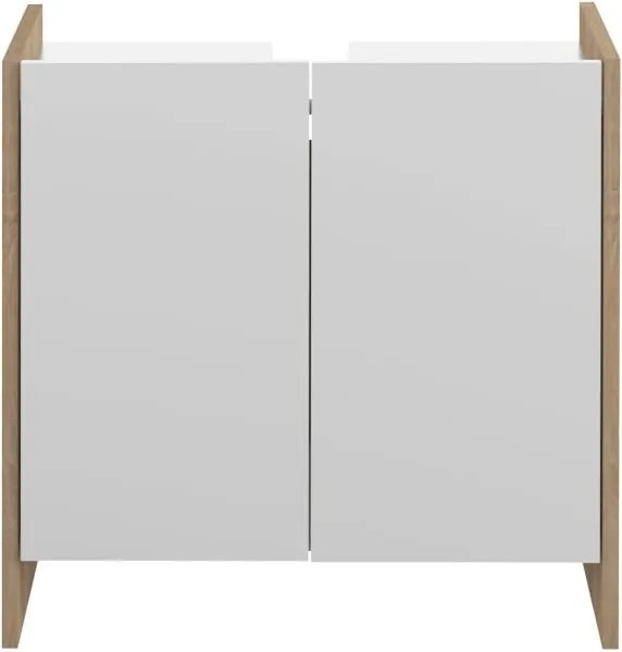 Biela kúpeľňová skrinka s hnedým korpusom TemaHome Biarritz, výška 59,2 cm