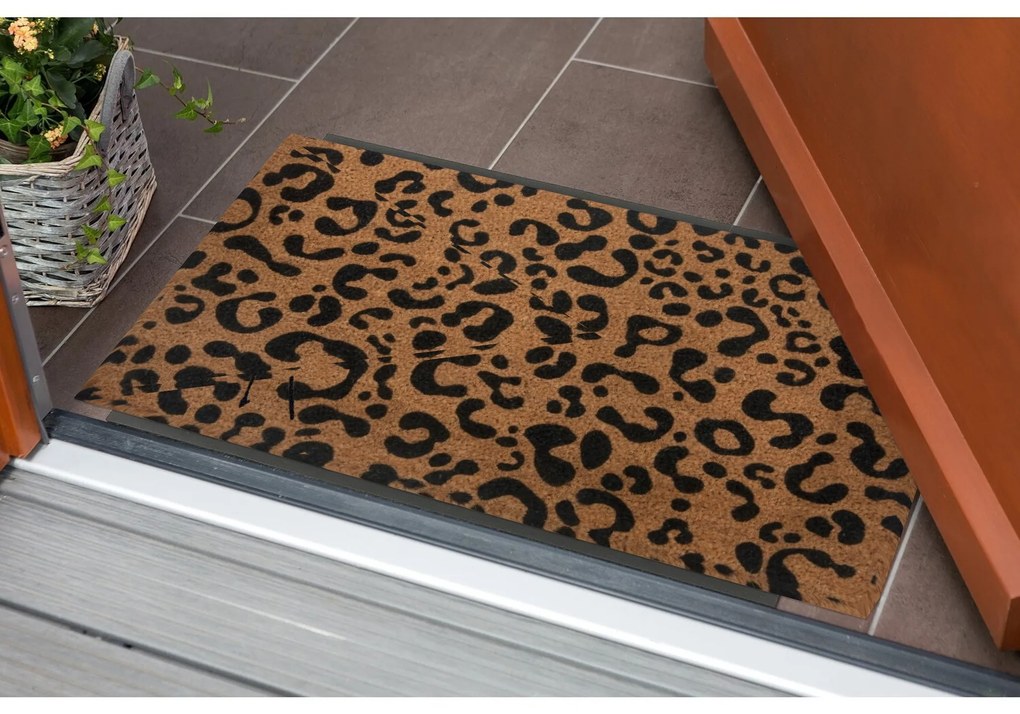 Hanse Home, Rohožka koža gepard 105673 – na von aj na doma, 45x75, hnedá, chodba / predsieň