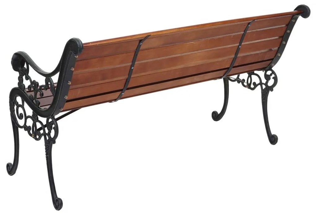Záhradná lavica F98 2-miestna - liatina / drevo, 125 cm - Hnedá