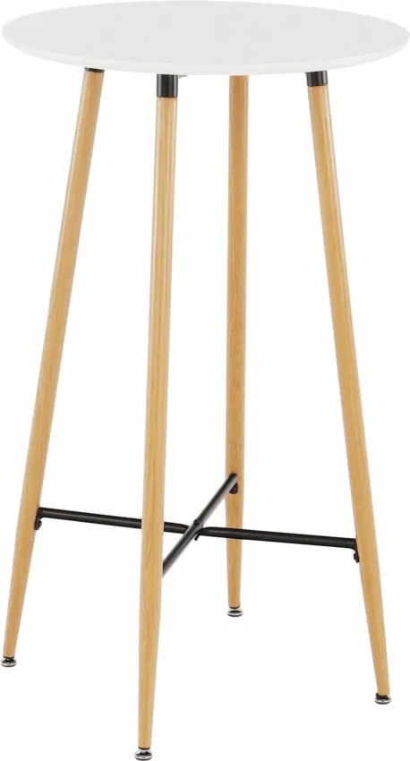 Barový stôl, biela/dub, priemer 60 cm, IMAM